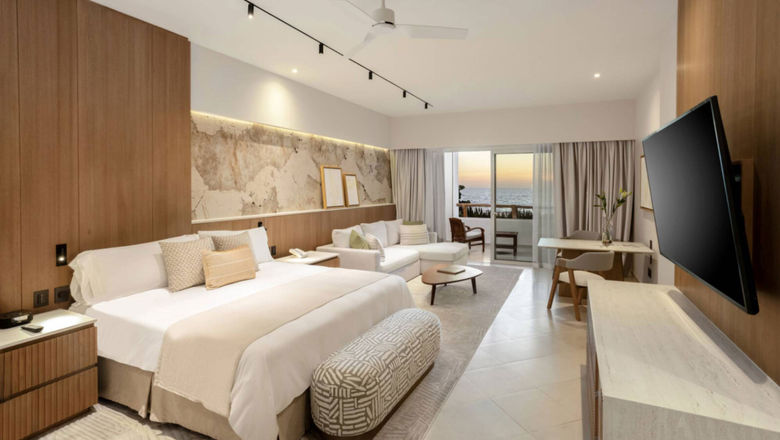 Renovated suites feature a palette of sand, beige, cream and warm wood tones.