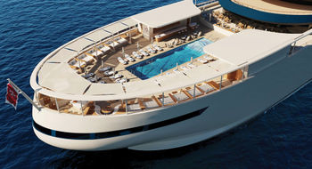 A rendering of the pool deck on the Four Seasons I.