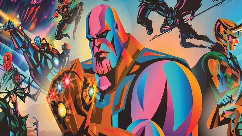 Thanos is featured in this wall art on the Disney Destiny.