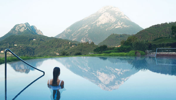 The indoor-outdoor pool at Lefay Resort & Spa at Lake Garda.